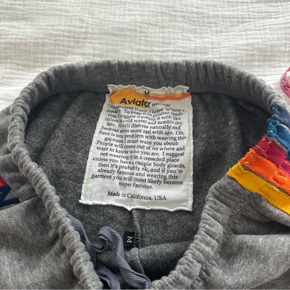 AVIATOR NATION Heather Grey 5 Stripe Sweatpants Size Medium - Picture 4 of 8